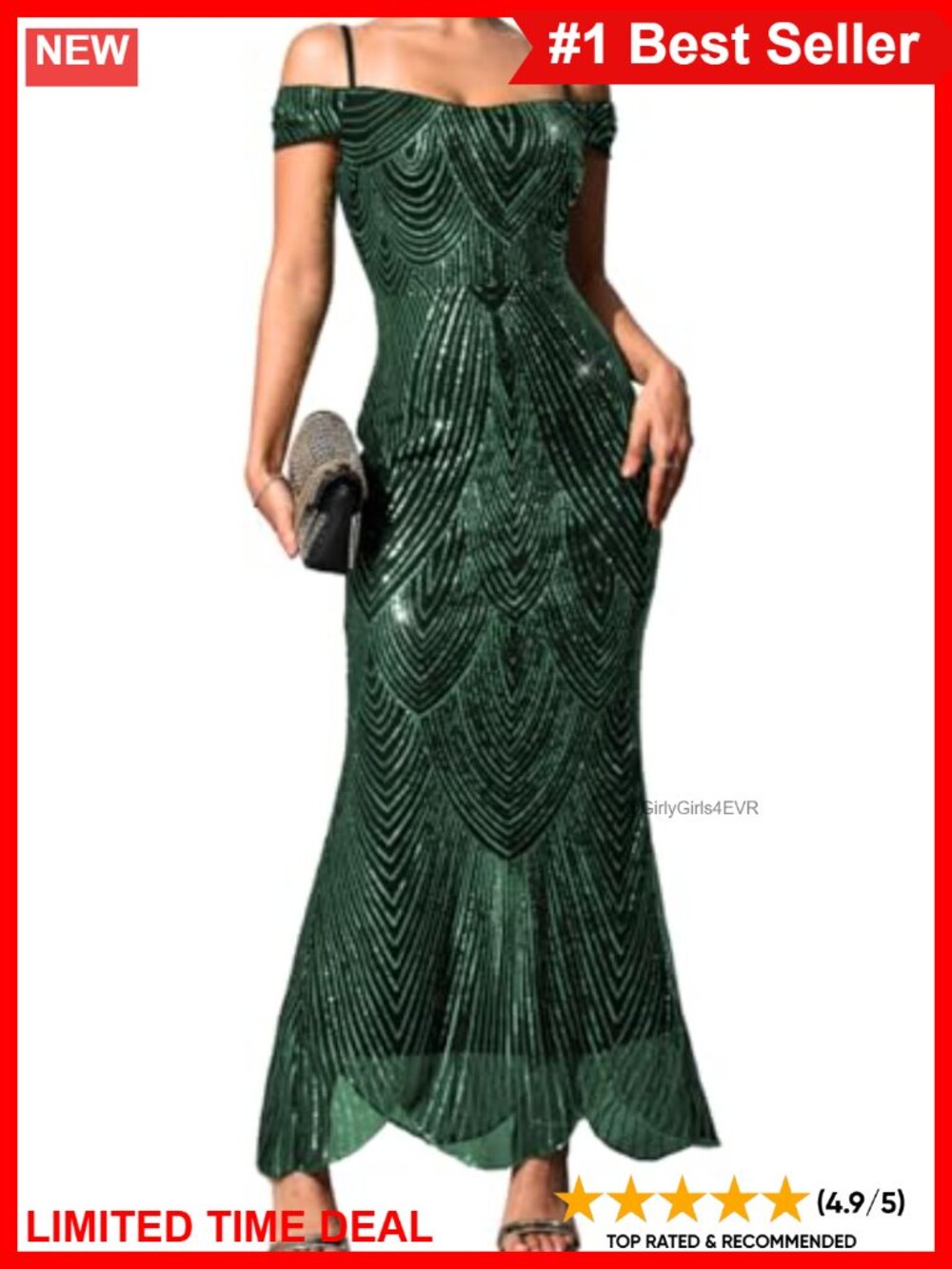 Sequin Off Shoulder Mermaid Maxi Prom Dress Formal Evening Gown
